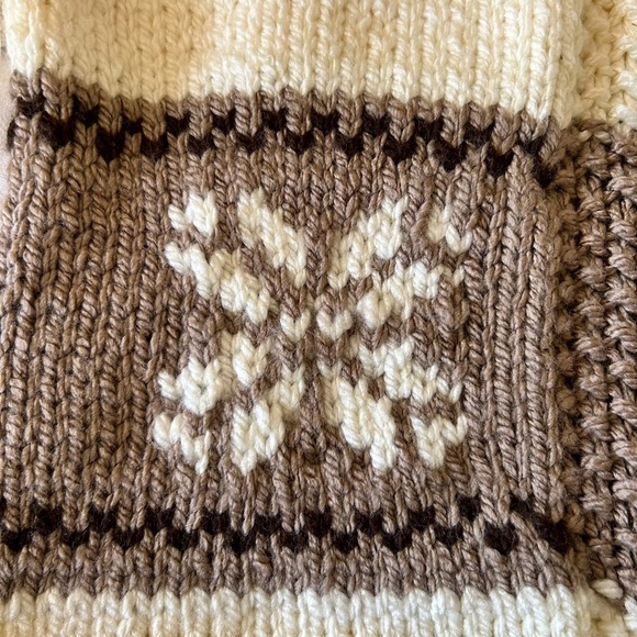 Kids vintage cream handknit fishermen fair isle zip up cardigan size 6 - Picture 5 of 11